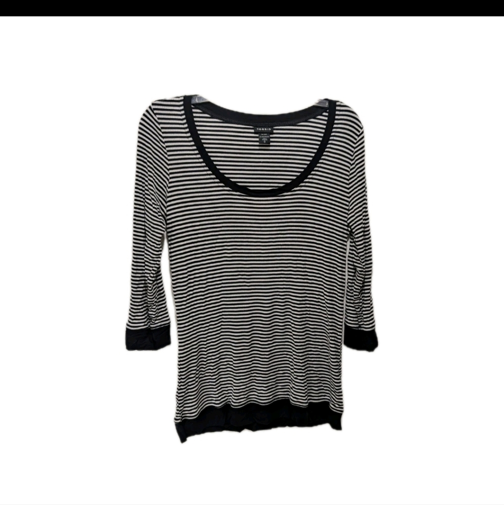 Torrid 0 Ribbed Striped Tunic Top L 90s Y2K Grunge #585
